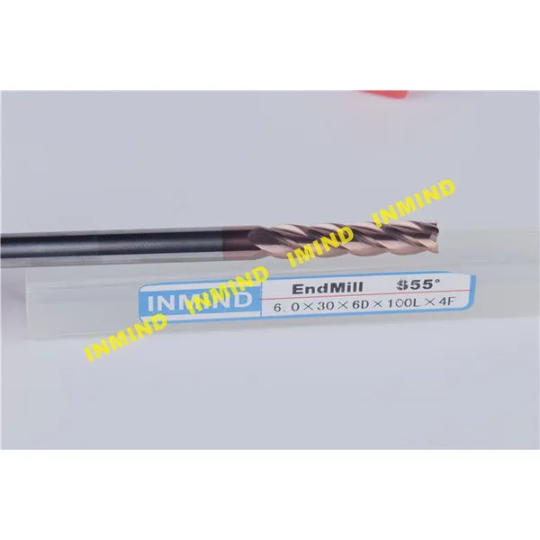 Fraise en carbure extra longue de 4 mm avec revêtement en tisin granulométrie de 0,5 um 