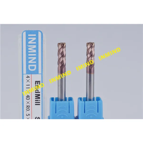 Outil à arrondir les coins 8 mm dia r0.5 2 / 4 flûte , hrc55 , revêtement sin / altin 