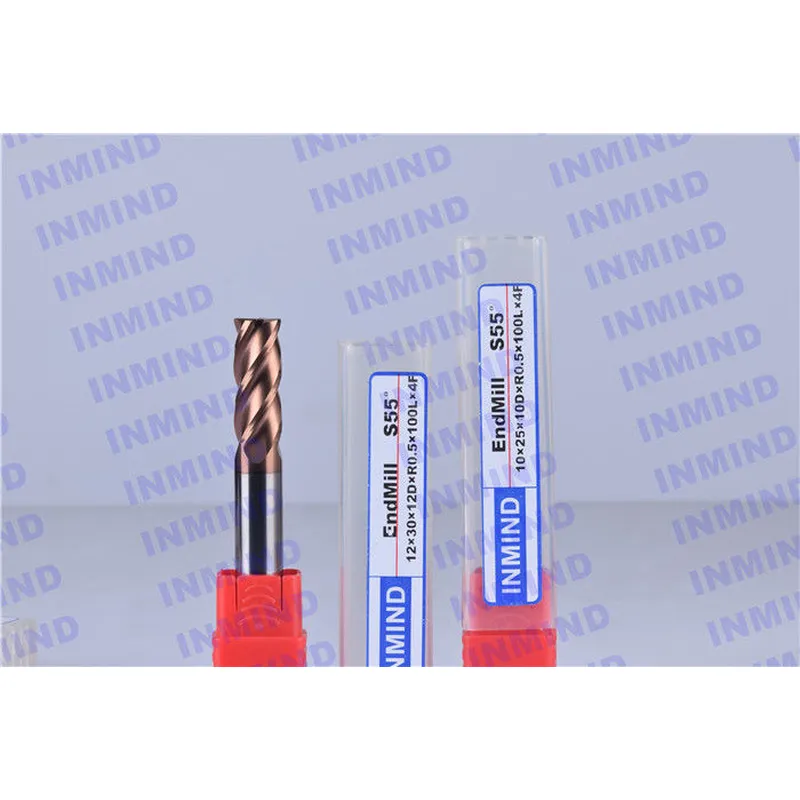 Molino de extremo de radio de esquina 6 mm / 8 mm esquina r1.0 hasta hrc65 4 flautas de alta dureza Molino de extremo de redondeo de esquinas revestimiento sin 