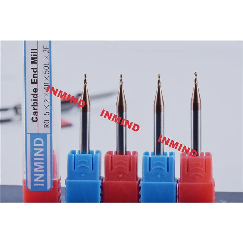 0.6mm SiN Coating HRC55 2 Flute Micro End Mill Ball Nose R0.25 / R0.3 mm