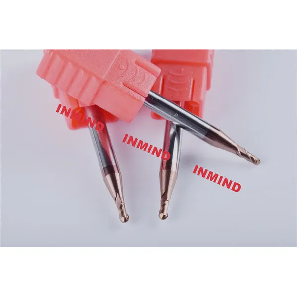 0.6mm SiN Coating HRC55 2 Flute Micro End Mill Ball Nose R0.25 / R0.3 mm