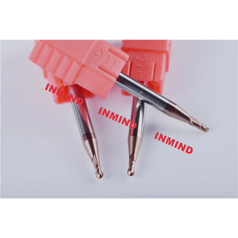 0.6mm SiN Coating HRC55 2 Flute Micro End Mill Ball Nose R0.25 / R0.3 mm