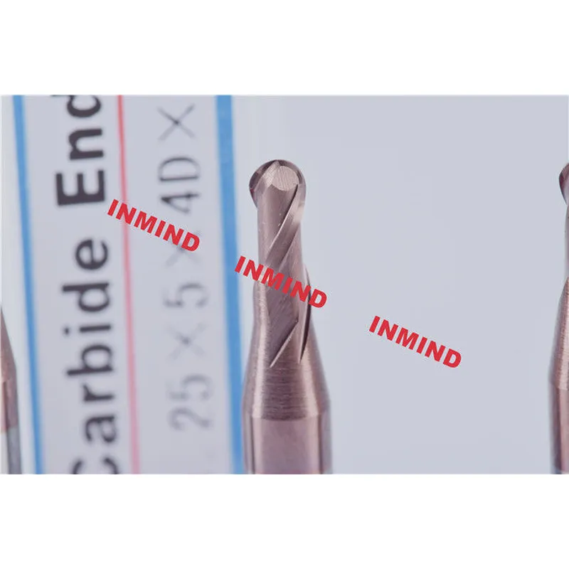 fraises en bout en carbure monobloc à nez sphérique 0,5 - 0,6 um granulométrie ultra fine 