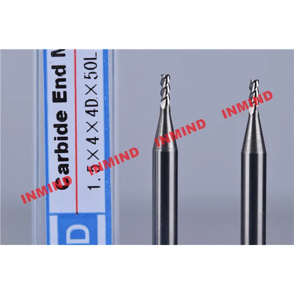 Fraise en bout à 3 dents de diamètre 1,5 mm pour l'aluminium, surface brillante, longueur de coupe de 4 mm 