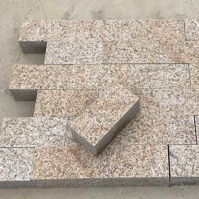 G682 yellow rusty granite cobble stone