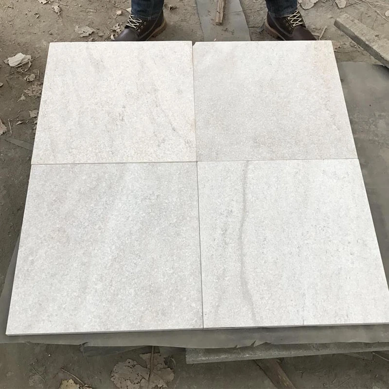 flamed white heaven quartz stone pavers 