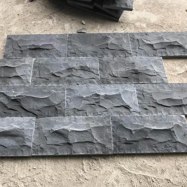 natural split black basalt stone wall tiles