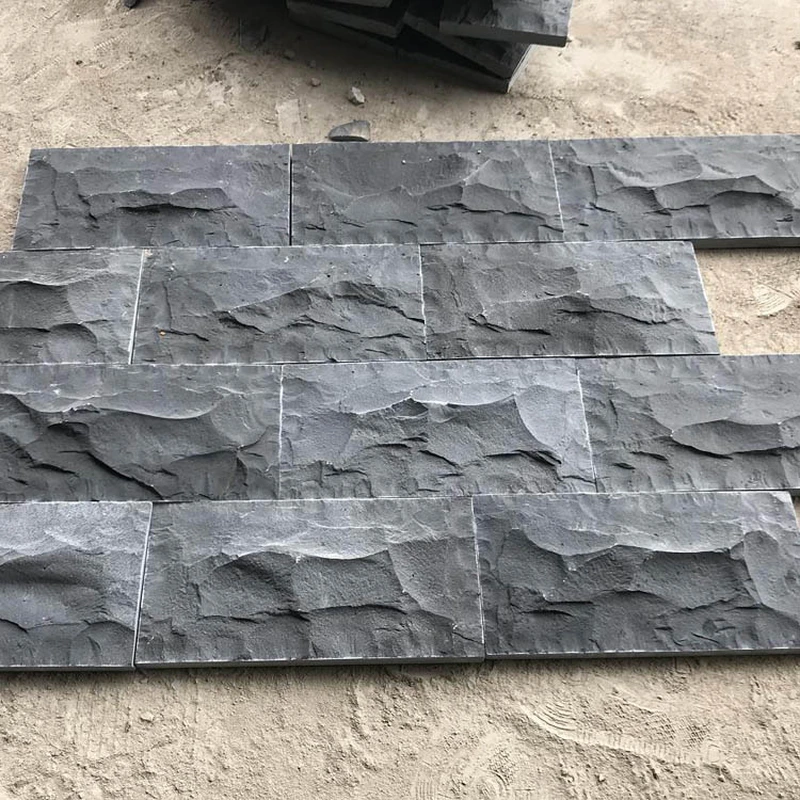 natural split black basalt stone wall tiles