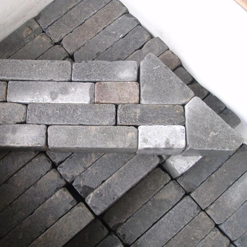 flamed and tumbled black basalt cobble stone