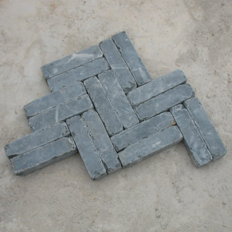 tumbled black basalt stone bricks for outdoor pavement