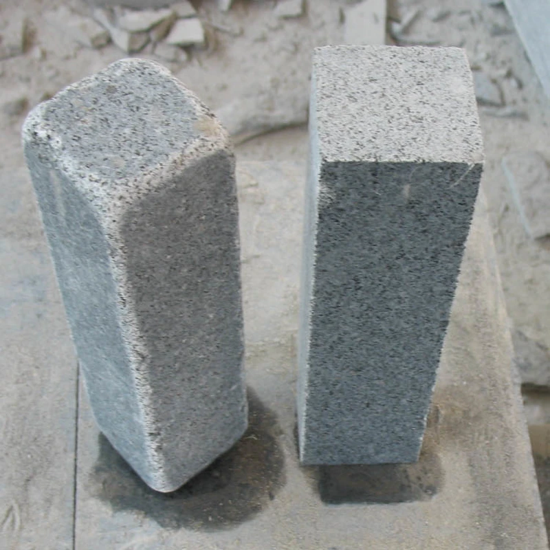 tumbled dark grey granite stone bricks for outdoor pavement