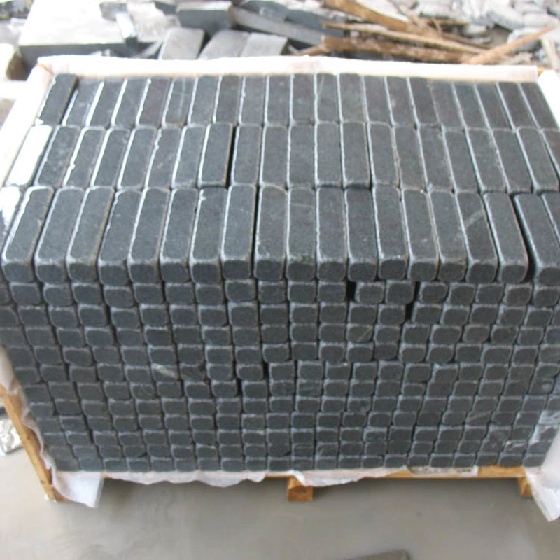 tumbled dark grey granite stone bricks for outdoor pavement