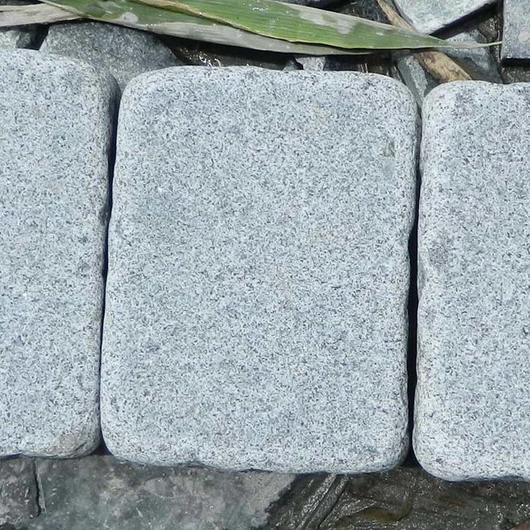 flamed and tumbled grey granite pavers