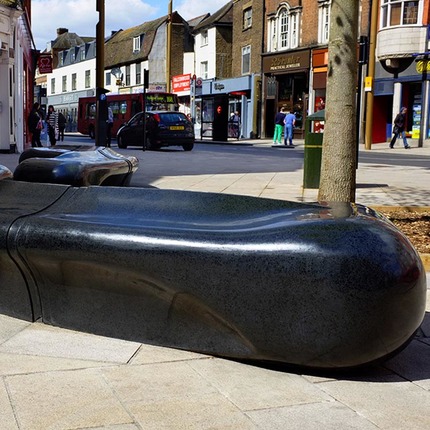 polished black granite seat