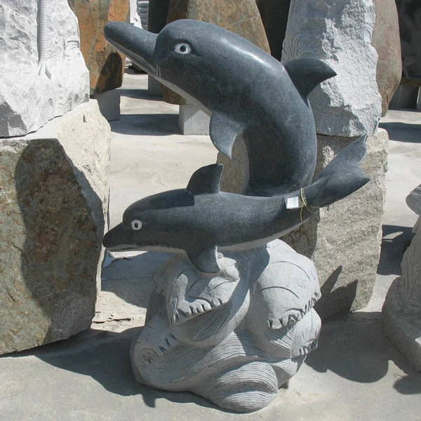 garden stone sculpture granite dolphin carving