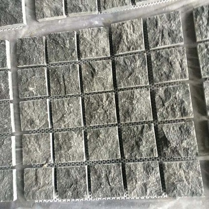 black basalt natural split mesh paving stone