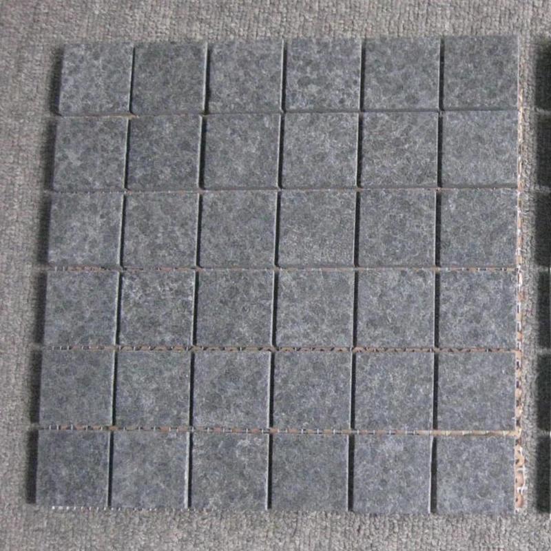 black granite flamed mesh cobble stone for outdoor pavement