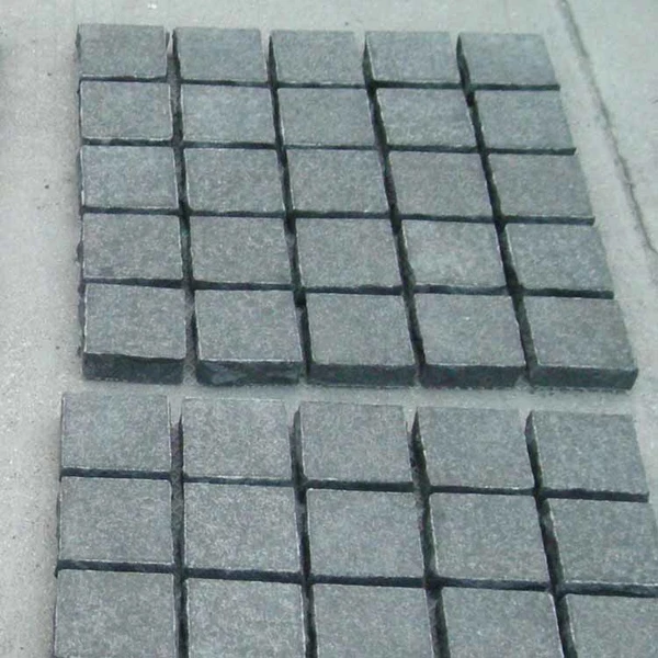 black granite flamed mesh cobble stone for outdoor pavement
