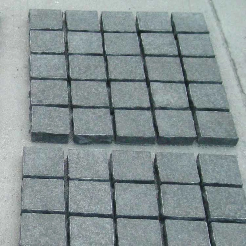 black granite flamed mesh cobble stone for outdoor pavement
