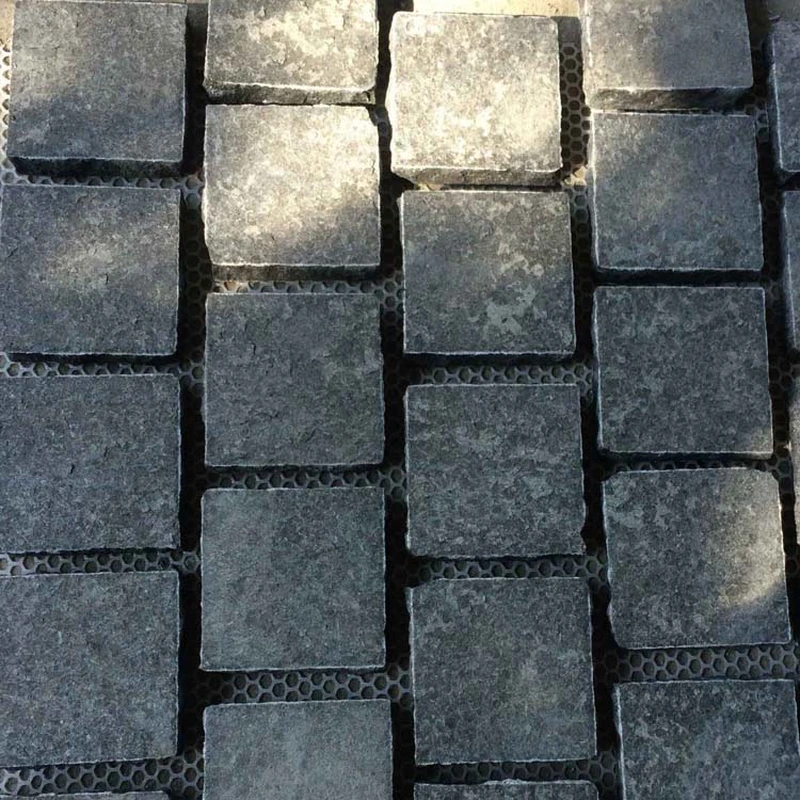 black granite flamed mesh cobble stone for outdoor pavement