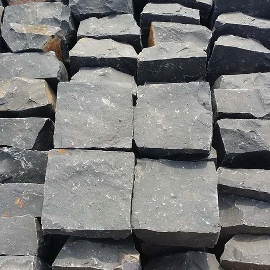  natural split black basalt cobble stone