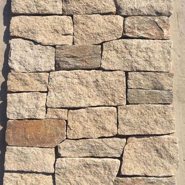 yellow rusty quartzite stone veneer and wall capping