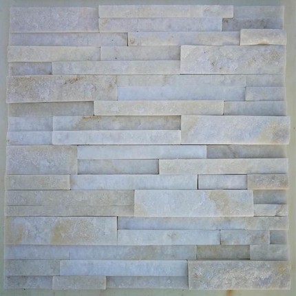 white quartz natural split stacked stone veneer panel