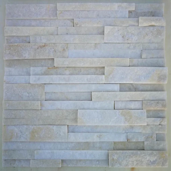 white quartz natural split stacked stone veneer panel