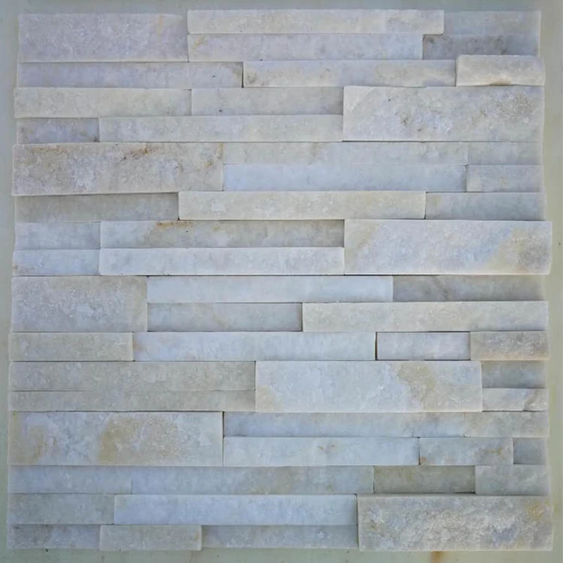 white quartz natural split stacked stone veneer panel
