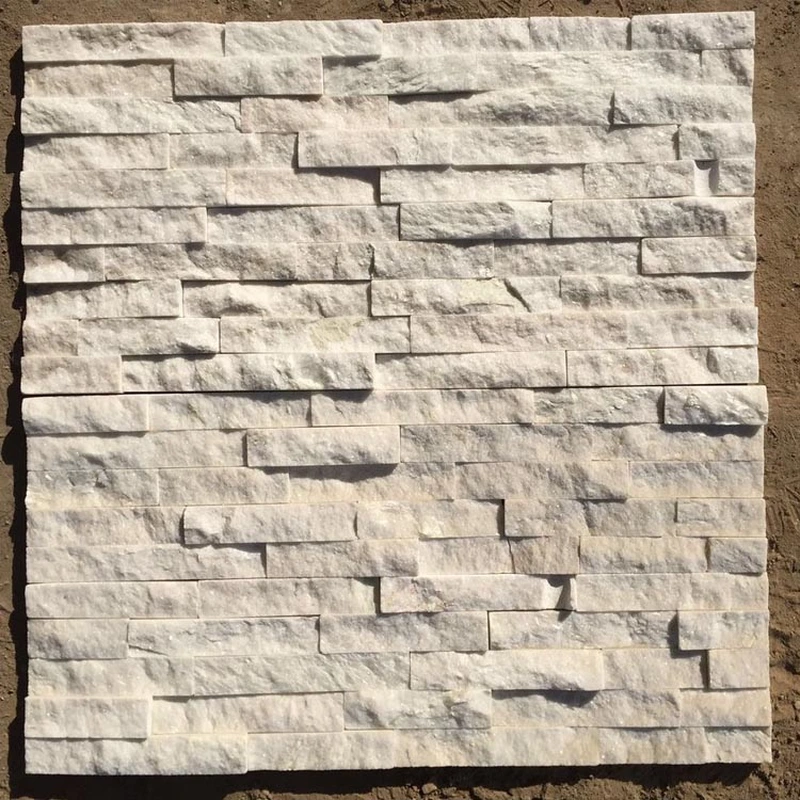 white quartz natural split stacked stone veneer panel