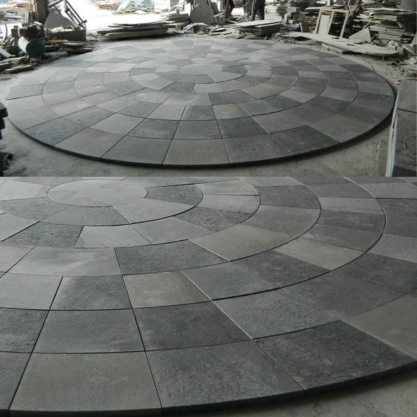 black basalt flamed customized circle outdoor pavers