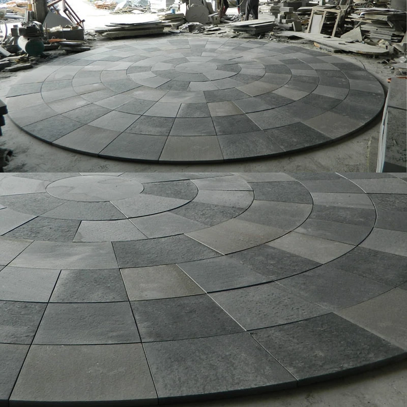 black basalt flamed customized circle outdoor pavers