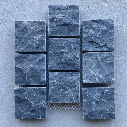 black basalt natural split mesh paving stone