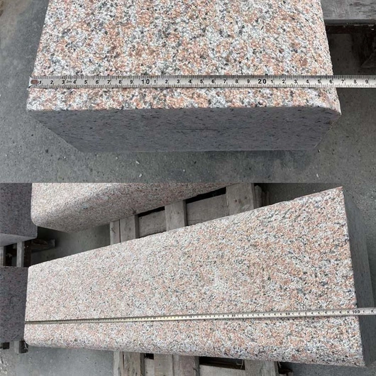 bush-hammered red granite curb stone pavers