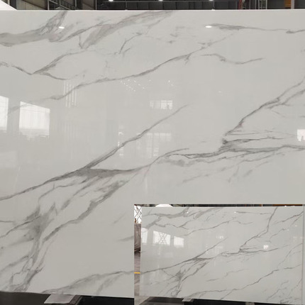 white artificial quartz stone slab