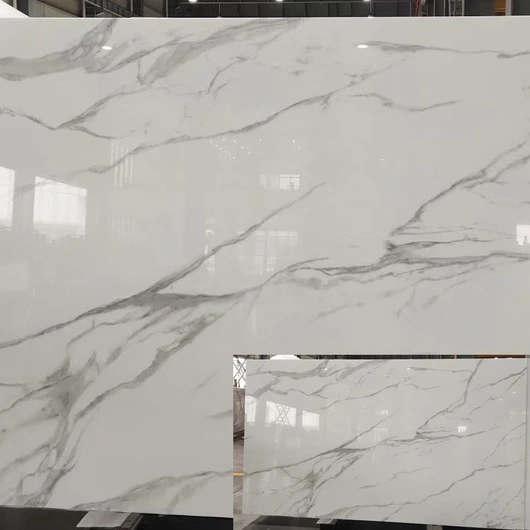 white artificial quartz stone slab