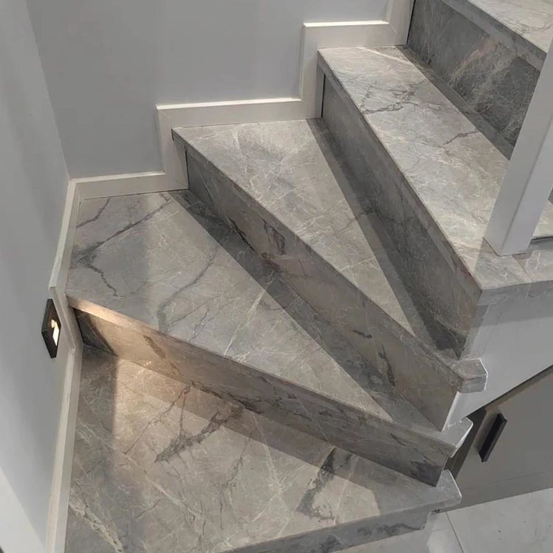 polished interior marble stair step stone