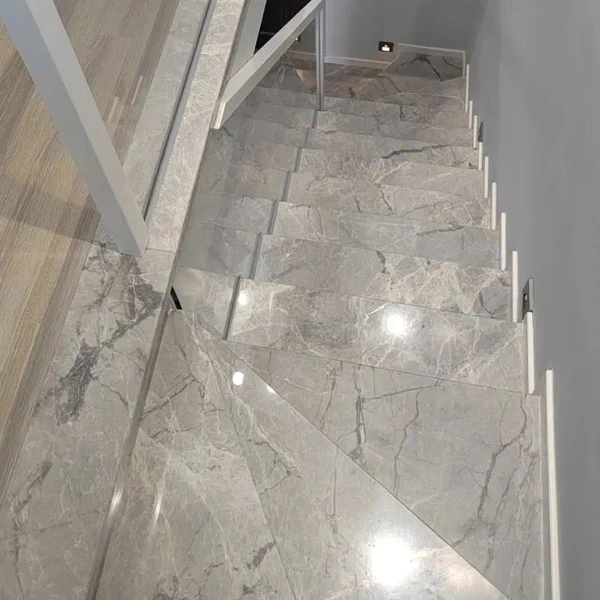 polished interior marble steps and risers