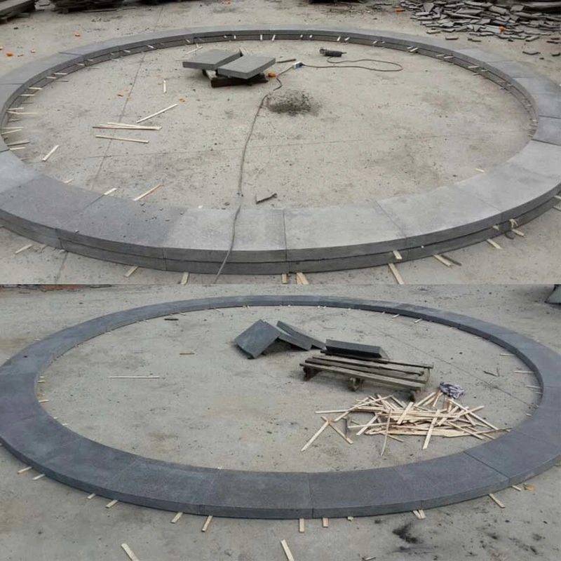 flamed G684 black pearl granite circle pavers