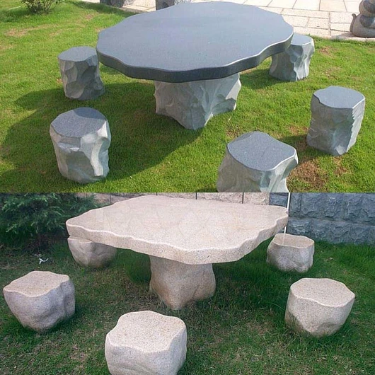 Outdoor stone table and chairs set