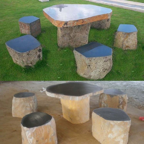 طاولة وكراسي حجرية خارجية