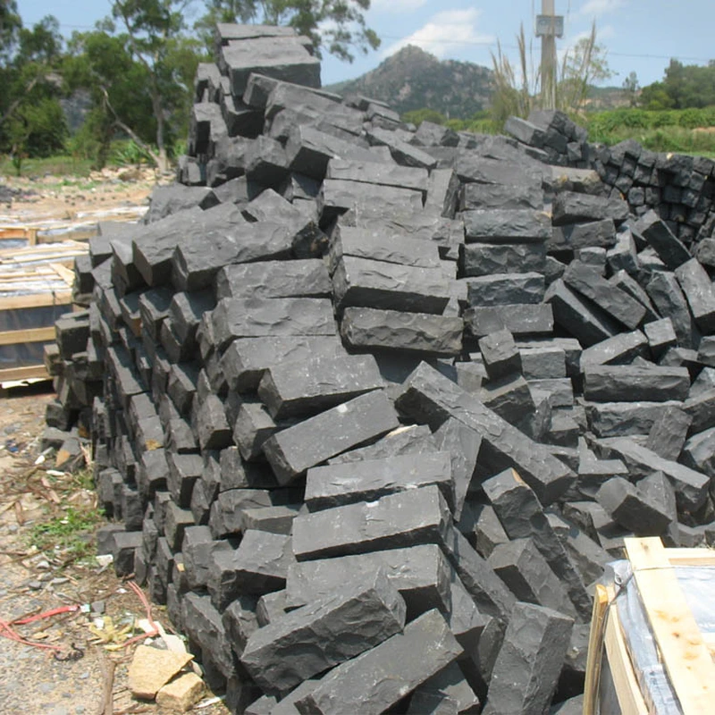 black basalt stone columns for landscaping 