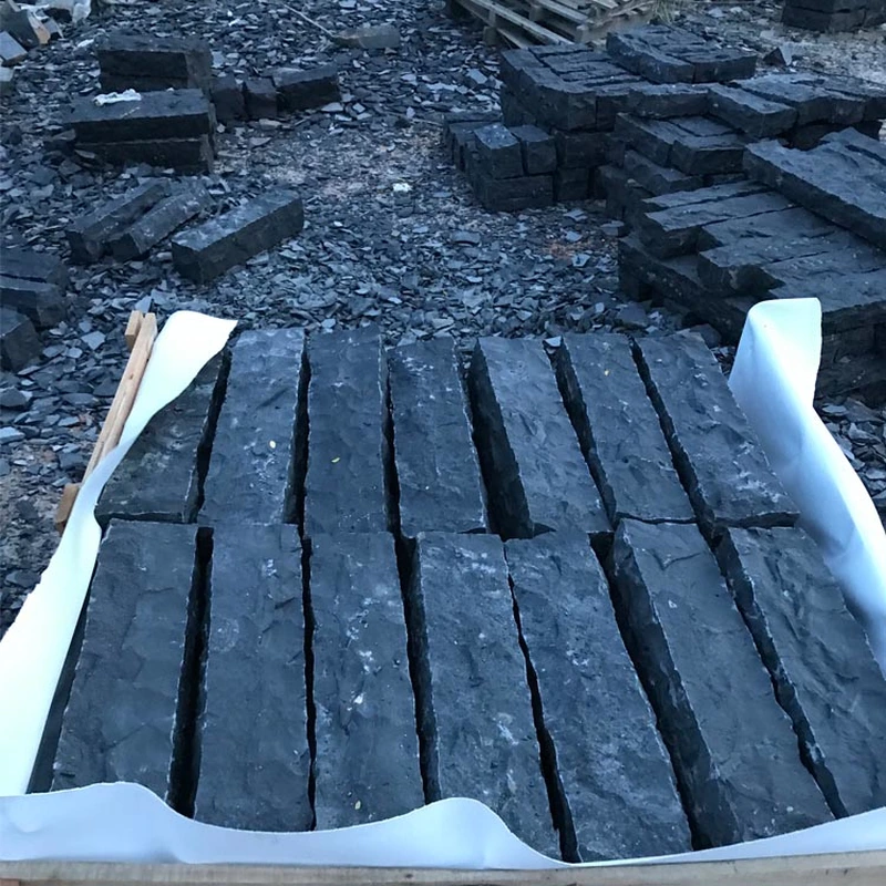black basalt stone natural split stone palisade
