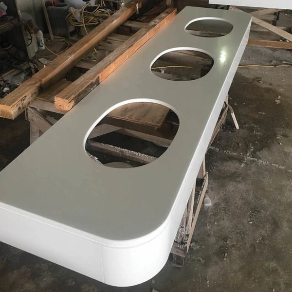 White Artificial quartzite vanity tops