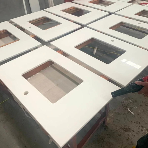 White Artificial quartzite vanity tops