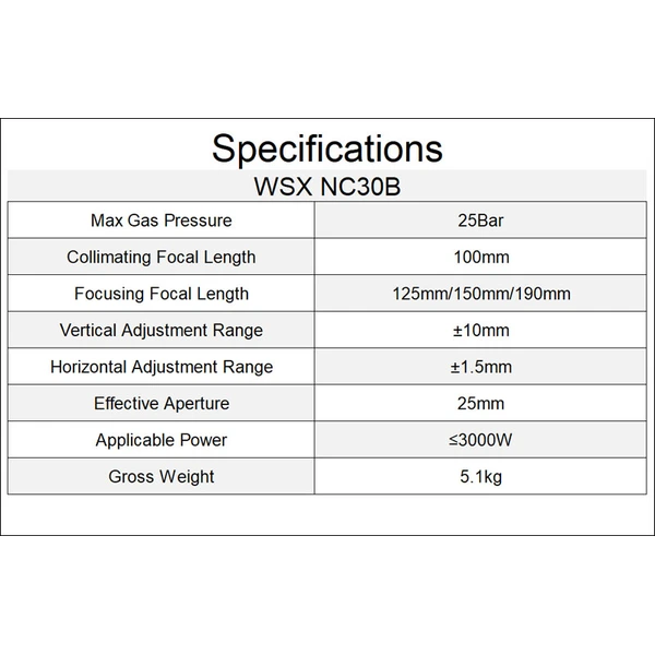 WSX NC30B AUTOFOCUS LASER CUTTING HEAD