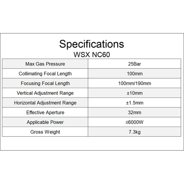 WSX NC60  AUTOFOCUS FIBER LASER CUTTING HEAD