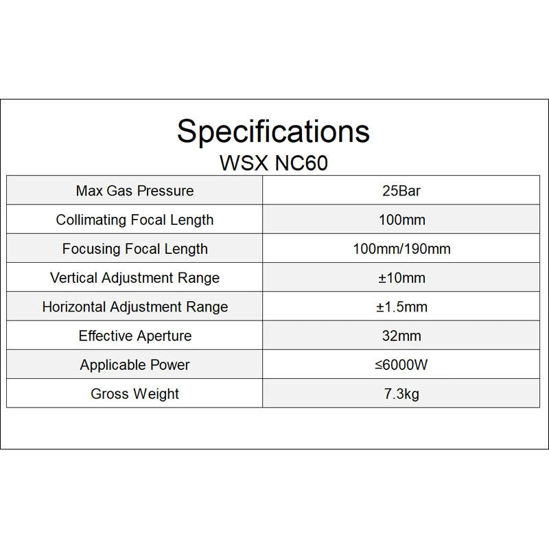 WSX NC60  AUTOFOCUS FIBER LASER CUTTING HEAD
