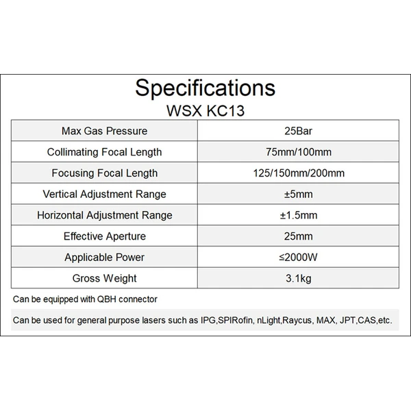 WSX KC13 FIBER LASER CUTTING HEAD