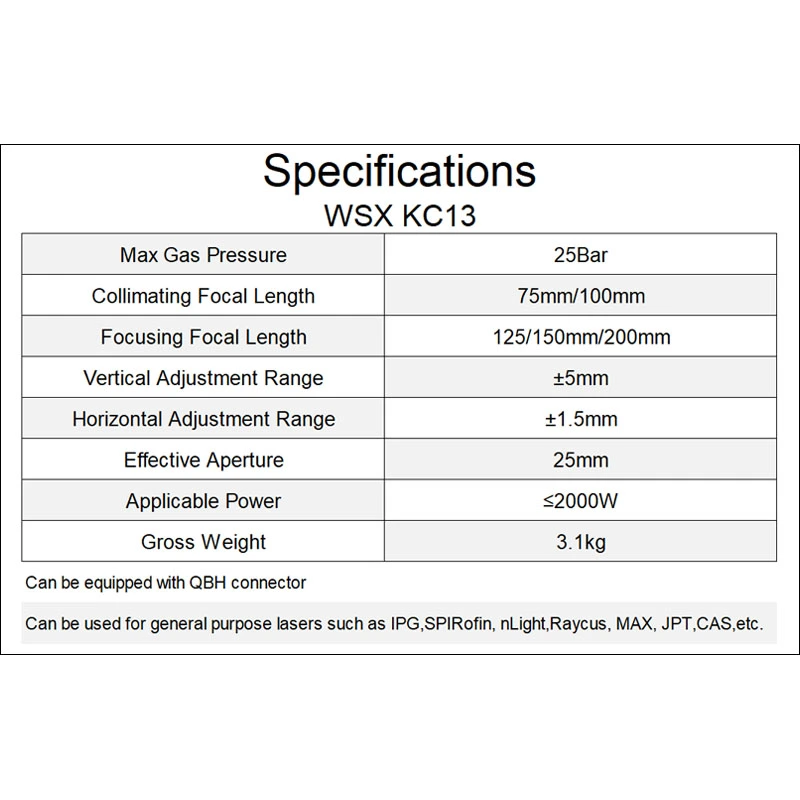 WSX KC13 FIBER LASER CUTTING HEAD